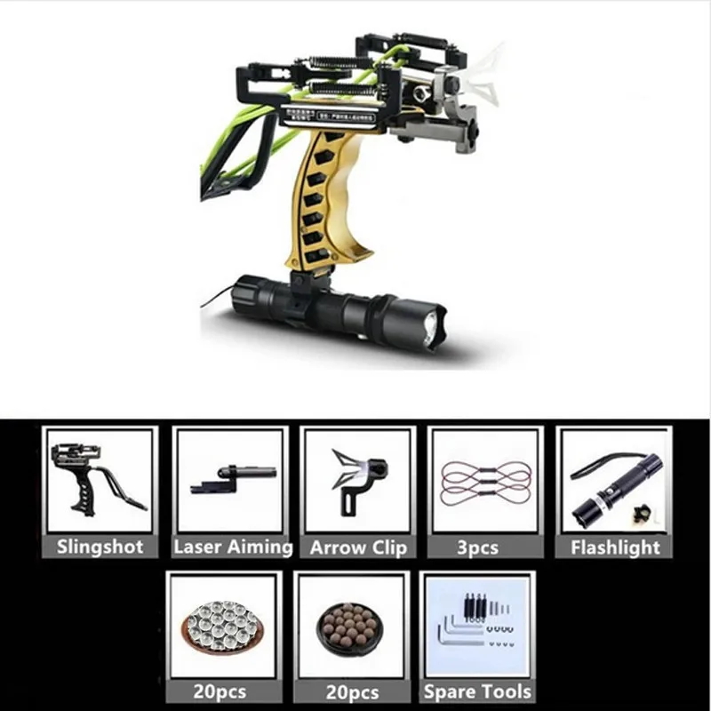 Fishing Bow With Laser Slingshot with Flashlight Hunting slingshot Fishing  Catapult Outdoor Powerful Slingshot Compound Bow