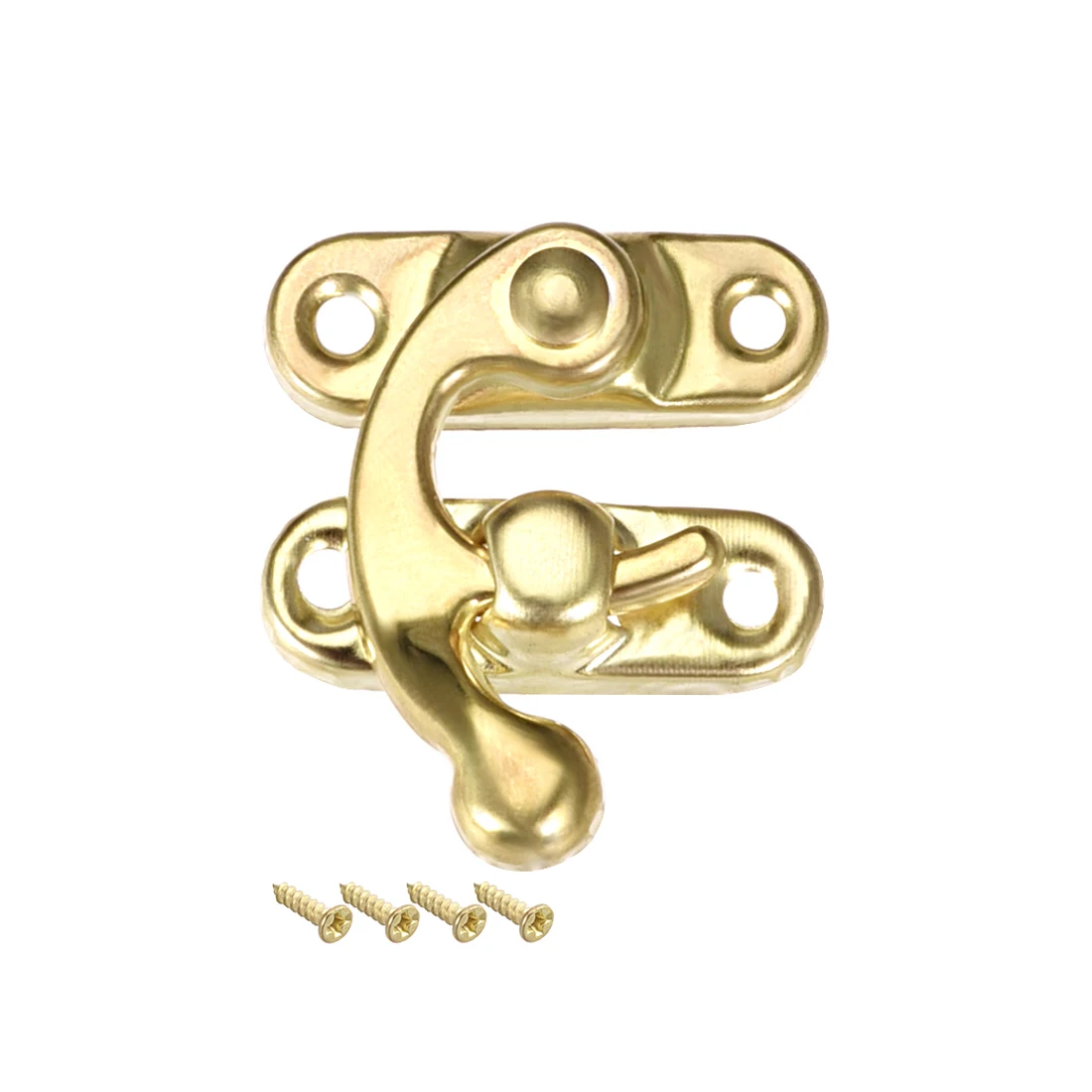 

uxcell Antique Left Latch Hook Hasp, Swing Arm Latch Plated Golden 10 Pcs w Screws