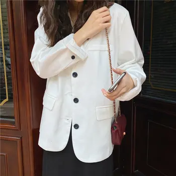 

HziriP Office Lady Fashion Vintage Office Lady 2020 Stylish Gentle Streetwear Retro Chic Loose All Match Women Solid Blazers