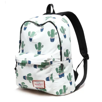 

Waterproof Fashion Cactus Print School Backpack with 15.6" Laptop Middle School Student Bookbag Teen Girls Women Chic Backpack