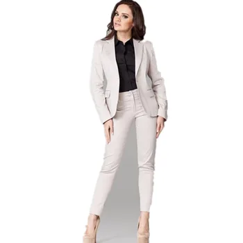 

Customized casual single buckle solid color ladies suit two-piece suit (jacket + pants) ladies business office formal suit dress