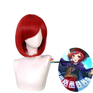 Yumeno Himiko Dark Red Color Wig Danganronpa: Trigger Happy Havoc Cosplay Short Wig Hair Synthetic Cosplay Wig