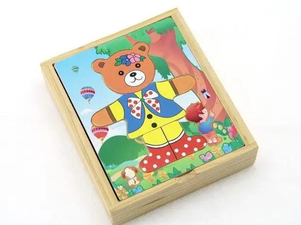 Деревянные пазлы для детей Медведь. Цена от производителя. Бесплатная доставка.