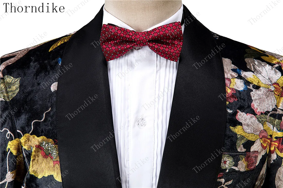 Свадебные костюмы для мужчин Slim Fit мужские деловые повседневные Костюмы жениха Формальные Красочные цветы черный лацкан Лучший мужской костюм лучшее качество