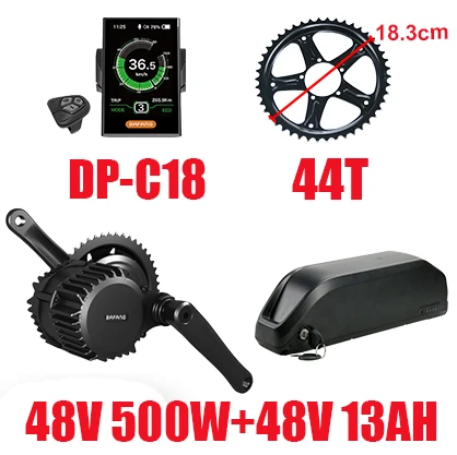 C1848V500W44T13AH 500w 48v Bafang мотор, фара для электровелосипеда в середине приводной двигатель комплект для переоборудования электрического велосипеда с Батарея 48v 13AH с 8fun Дисплей Зарядное устройство BBS02 - Цвет: C1848V500W44T13AH