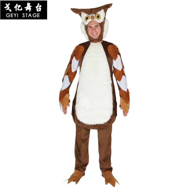 Halloween Costume Unisex Adult Kid Onesie Cotton Animal Anime with Headgear OWL Mascot Bird Cosplay Costume