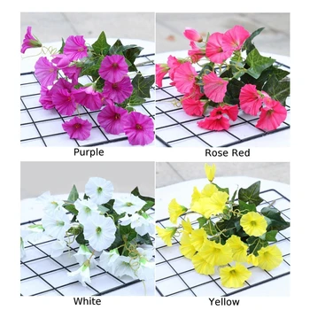 

Fake Morning Glory Simulation Petunia Wedding Home Decor Artificial Flowers Fence Window Greenery Leaf Artificial Plants Decor