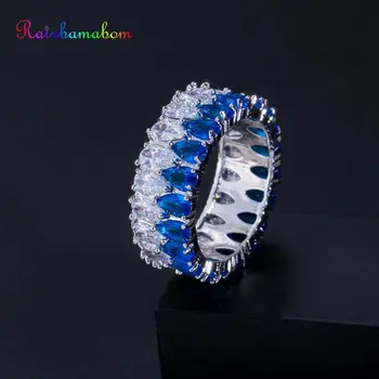 

Rainbamabom 925 Sterling Silver Created Moissanite Emerald Sapphire Gemstone Wedding Engagement Ring Fine Jewelry Wholesale