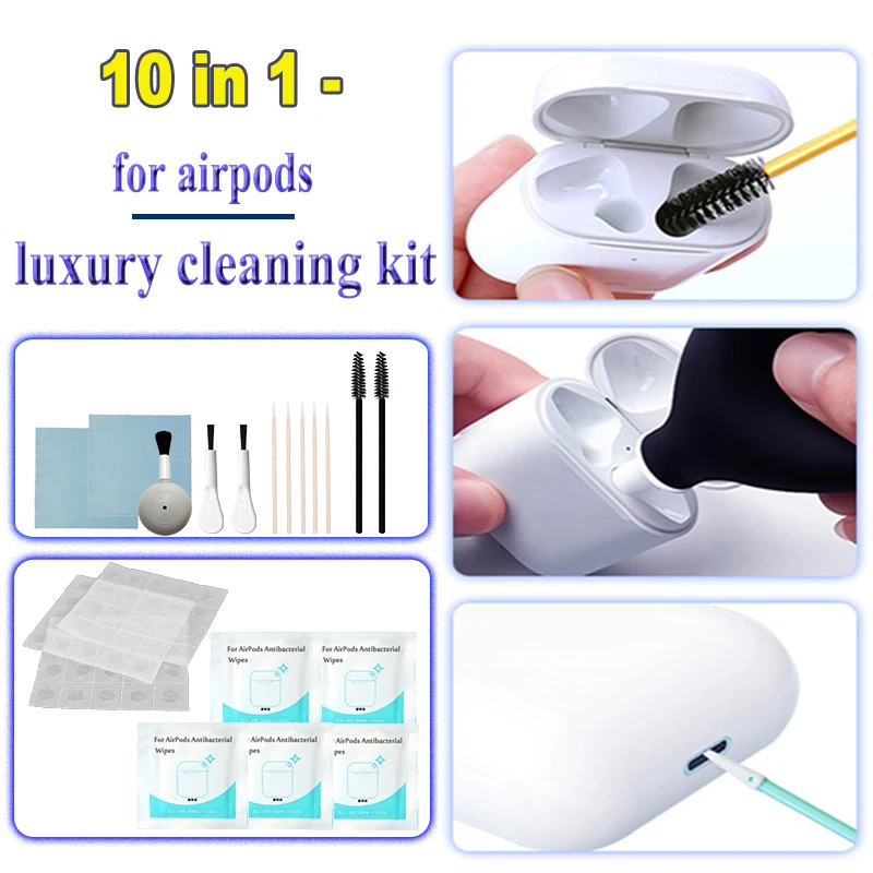10 в 1 Набор инструментов для чистки Apple AirPods 3 Pro 2 Tws Xiaomi Huawei чехол наушников щетка