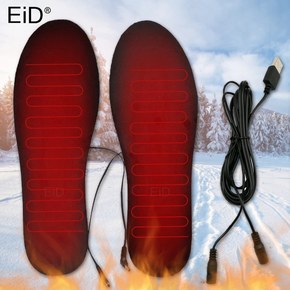 EiDUSBHeatedShoeInsolesElectricFootWarmingPadFeetWarmerSock