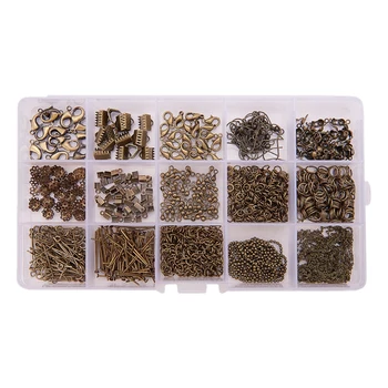 

With Storage Box Earring Hooks Bead Caps Mixed Style Jump Rings Pins Jewelry Findings Set Metal Clasps DIY Chain Extensions