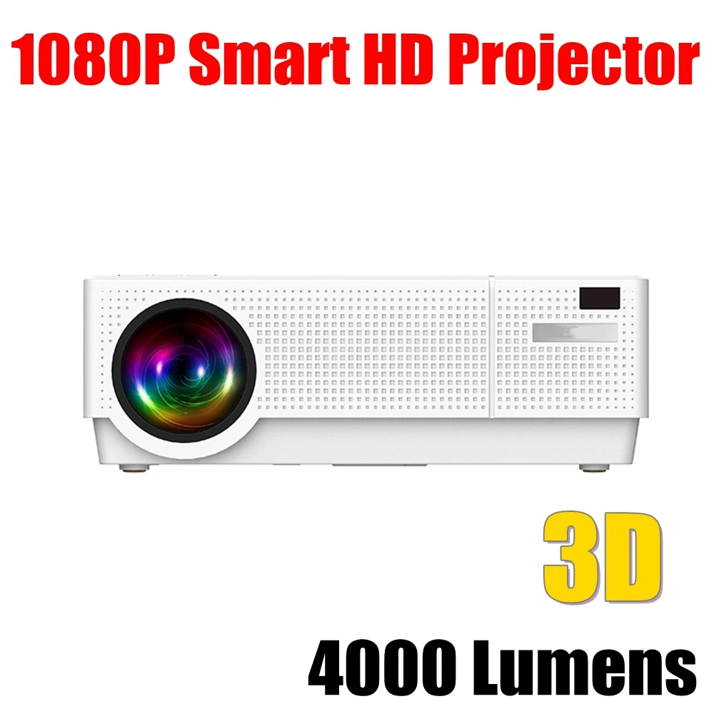 Проектор Full HD 1080P 4000 люмен Мини ЖК-проектор для домашнего кинотеатра Поддержка 3D bluetooth Встроенный динамик