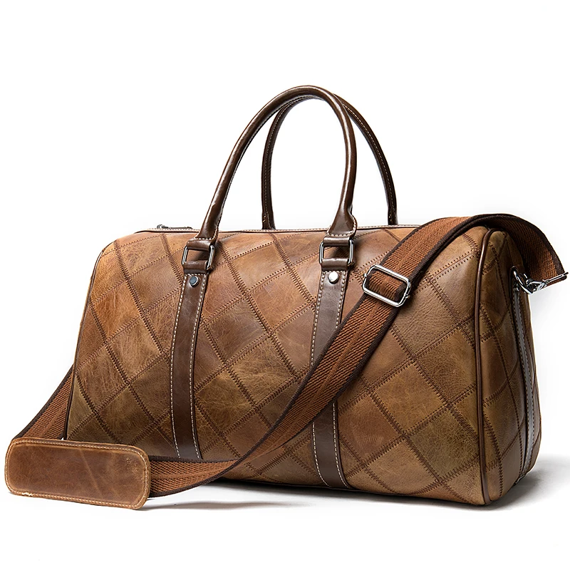 WESTAL кожаная мужская сумка для путешествий, кожаная винтажная сумка для выходных, мужские дорожные сумки из натуральной кожи, сумка для багажа/сумка на ночь - Цвет: 8883R4lightcoffee