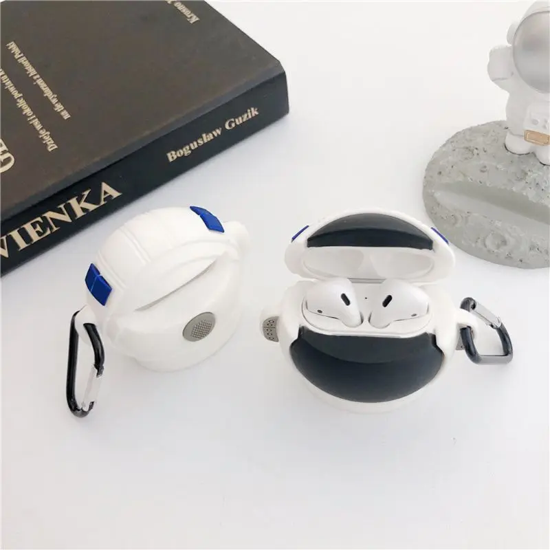 

Silicone Protective Case Space Cap Cover Shell with Carabiner for Airpods 1/2