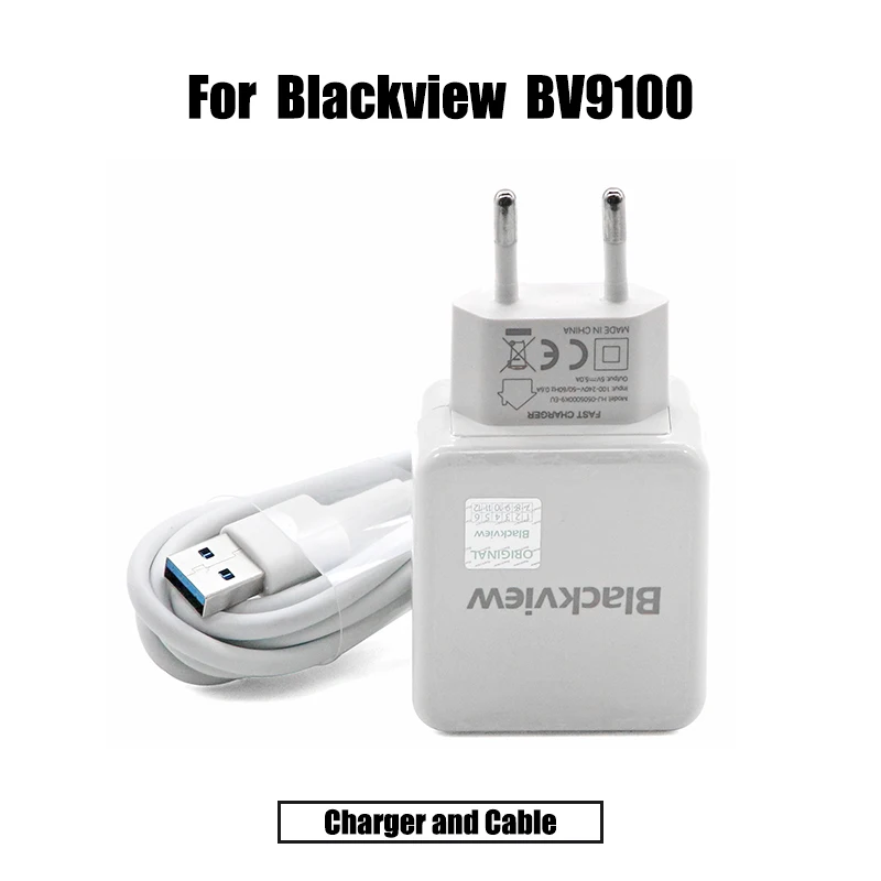 Charger and Cable USB адаптер питания зарядное устройство для Blackview BV9100 ЕС вилка путешествия 5V5A TPYE-C USB кабель передачи данных зарядный кабель - Цвет: Charger and Cable
