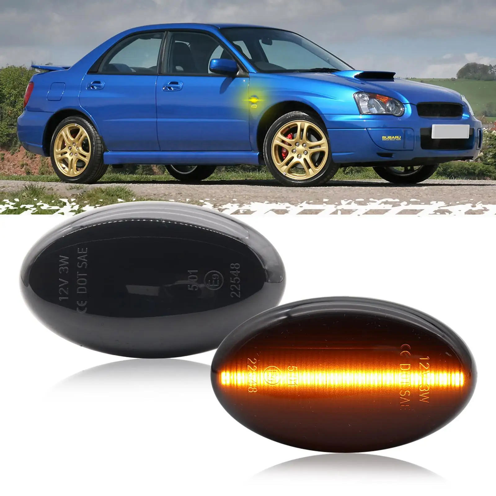 

Squential Flashing Repeater Side Marker Light Flowing Turn Signal Car Lamp Blinker For Subaru Impreza Wrx Sti Liberty Forester