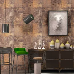 Vintage Metallic Iron Sheet Wall Paper Waterproof PVC Wallpapers 3 d Contact Paper Wall Panels Vinyl  Wallpaper Roll for Walls