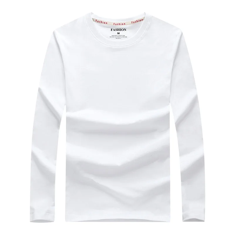 

Autumn New Style Base Shirt MEN'S Long-sleeved T-shirt Students Trend Teenager Autumn Clothing Tops-White Base