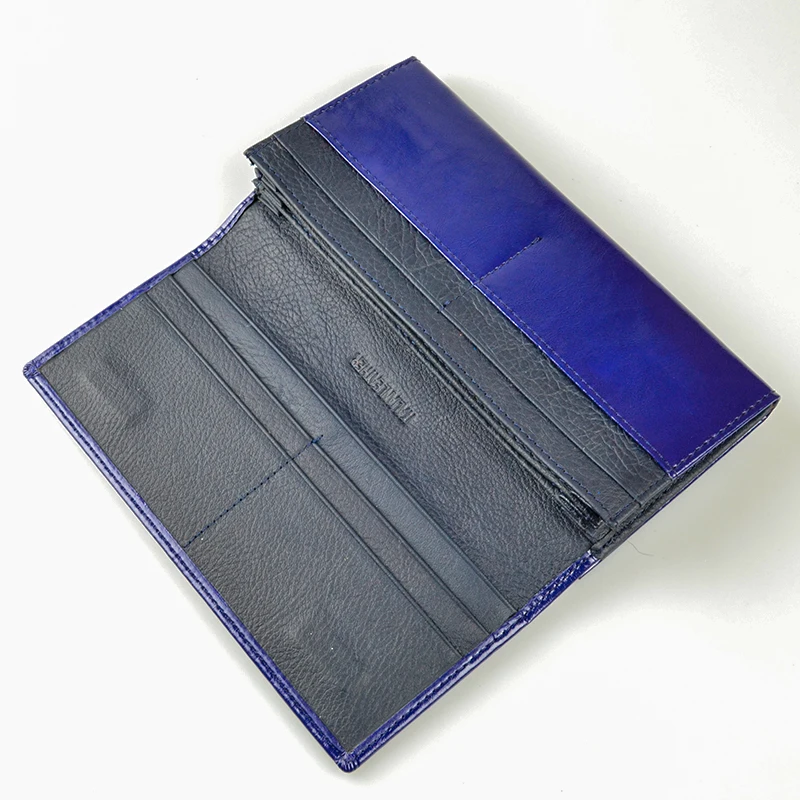 Women's Wallet High Quality Oil-Wax Genuine Leather Wallet Women Long Ladies Coin Purse Card Holder Femme Blue Purse Women's Wallet High Quality Oil-Wax Genuine Leather Wallet Women Long Ladies Coin Purse Card Holder Femme Blue Purse