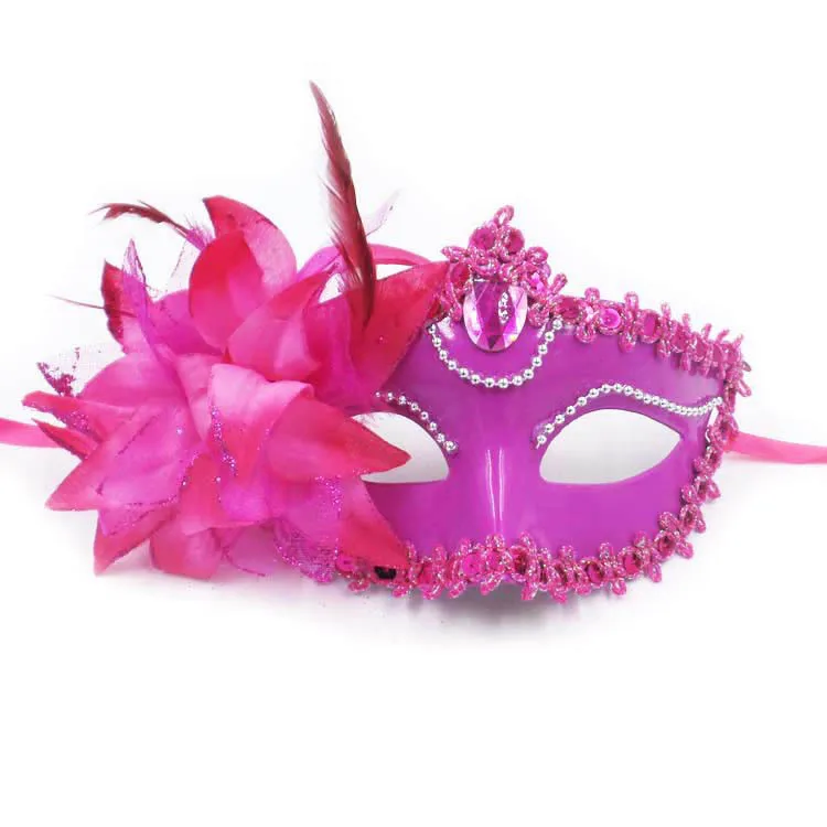 

Side Flower Party Female Princess Costume Ball Show Half Face Halloween Venice Mask Hot Sale