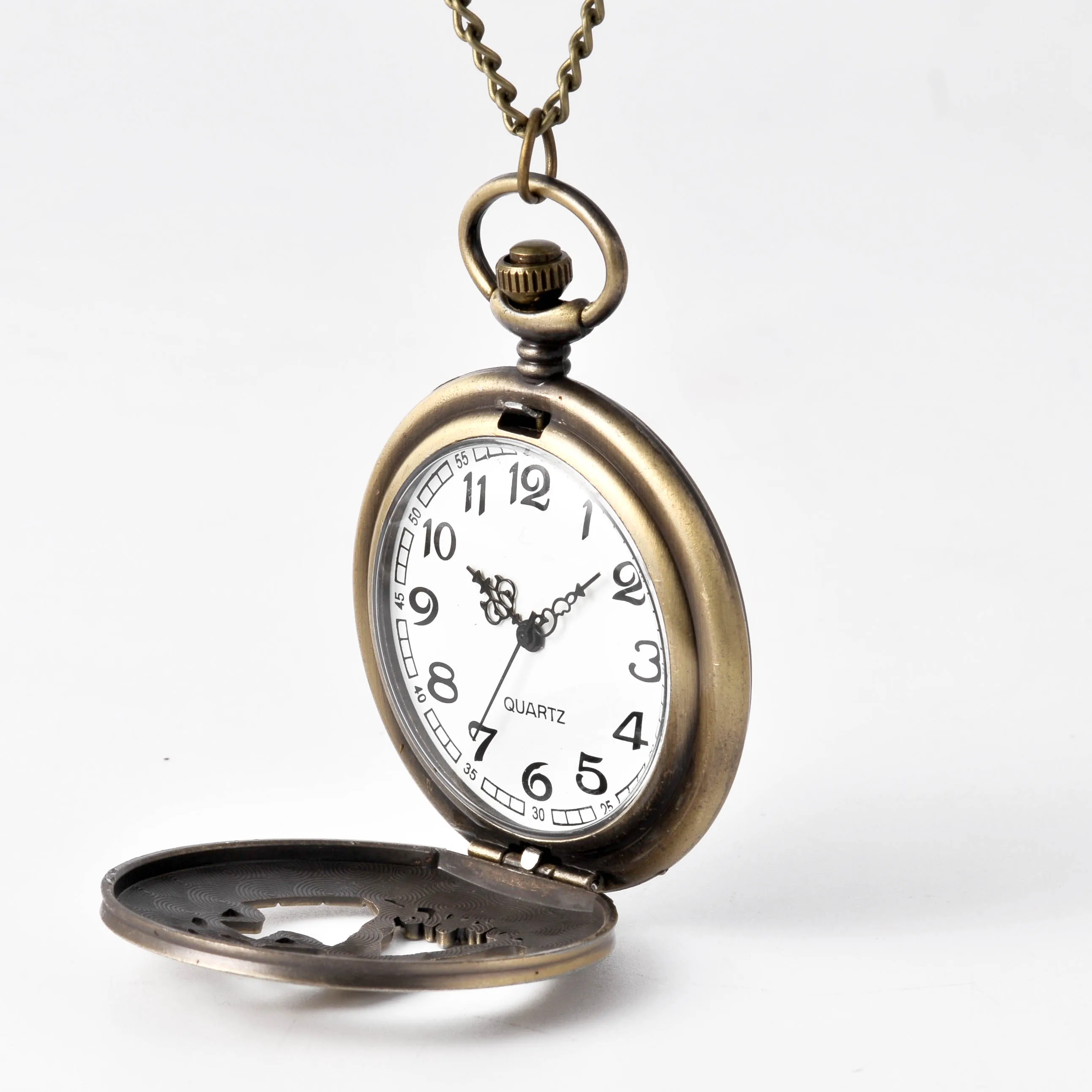 

Large Bronze Hollow Carved People with Libra New Design Innovate Arabic Numerals Quartz Pocket Watch