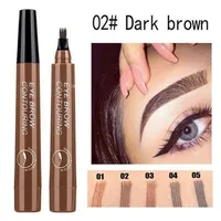 5 Colors Eyebrow Pencil Waterproof 4 Fork Tip Eyebrow Tattoo Pencil Cosmetic Long Lasting Natural Dark Brown Liquid Eye brow Pen 1