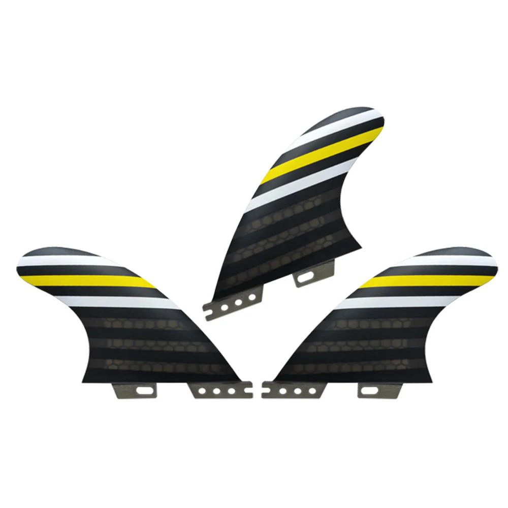 Fiberglass Surfboard fins F II Epoxy Resion Honeycomb 3pcs Medium 2 Thruster Surfing Fins