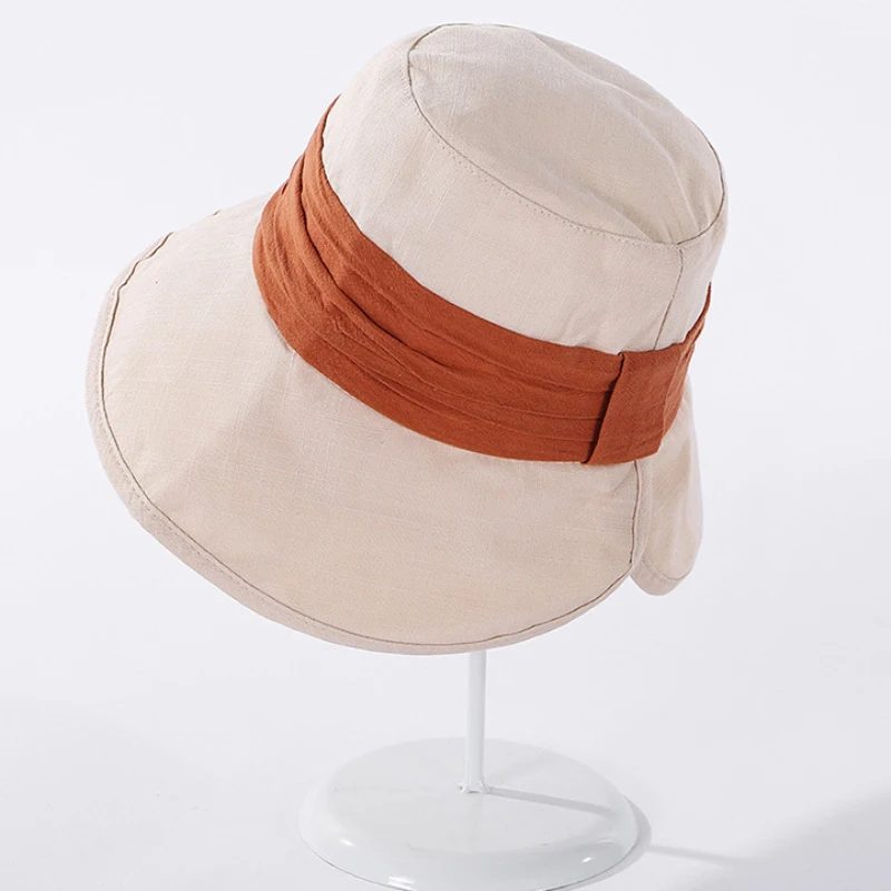 

HT2991 2020 Spring Summer Sun Hat Panama Women Cotton Flat Top Bucket Hat Ladies Anti-UV Fishing Cap Female Cloche Wide Brim Hat