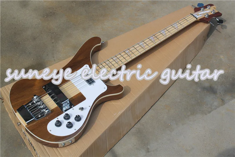 Suneye коричневая отделка Rick style R4003 электрическая бас-гитара 4 струны шеи через