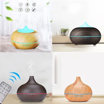 

Wood Grain Aroma Diffuser Hot Selling Large Capacity Household Ultrasonic on Water Colorful Remote Control Humidifier Desktop
