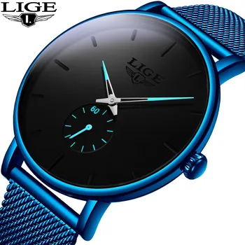 

2019 LIGE New Casual Fashion Mens Watches Top Brand Luxury Quartz Watch Men Waterproof Sport Blue Clock Relogio Masculino+Box