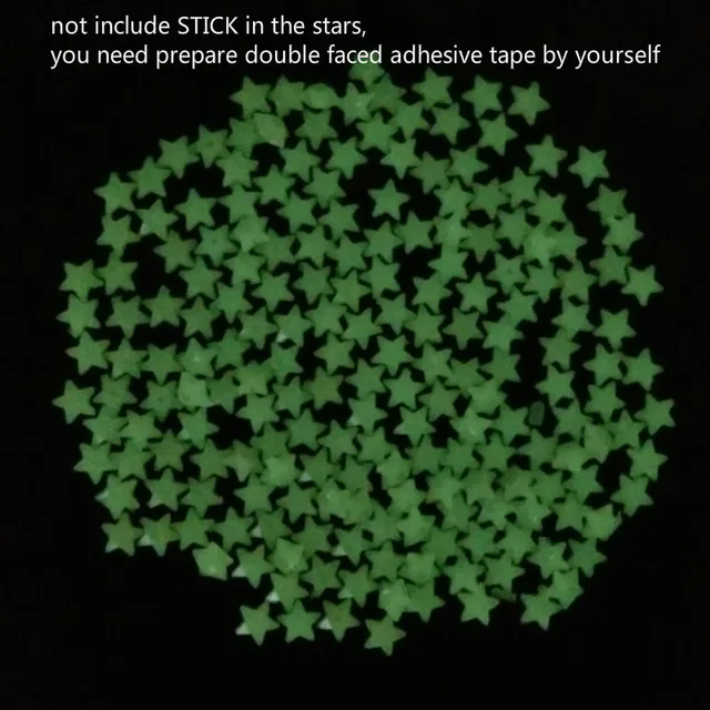 200pcs/pack 3D Luminous Shine Stars Wall Stickers Fluorescent Glow In The Dark Bedroom Living Home Decoration Kids Toys Gifts 5