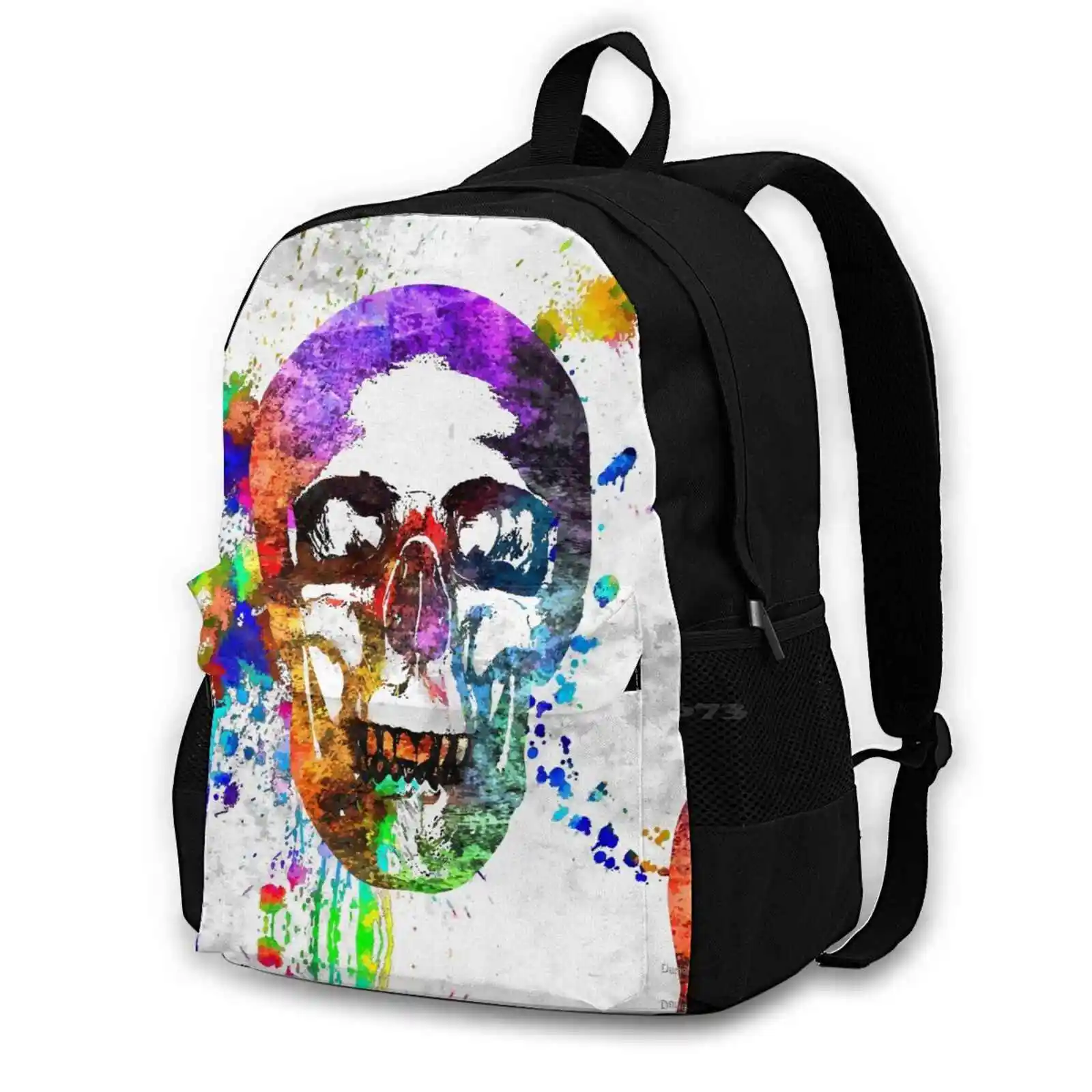 

Модный Дорожный школьный рюкзак с черепом для ноутбука, винтажный акварельный ранец в стиле гранж и поп-арт с черепами и разбрызгивающимися цветами