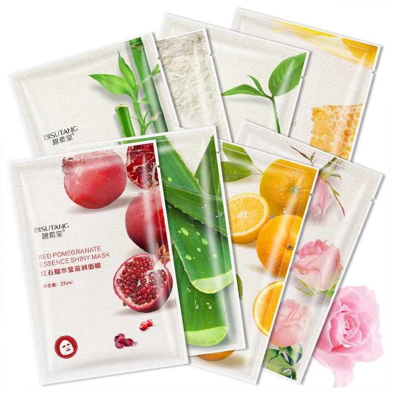 Bisutang Skin Care Plant Facial Mask Moisturizing Hydrating Extract Smooth Protect Anti Aging Face Rich in Essence | Красота и
