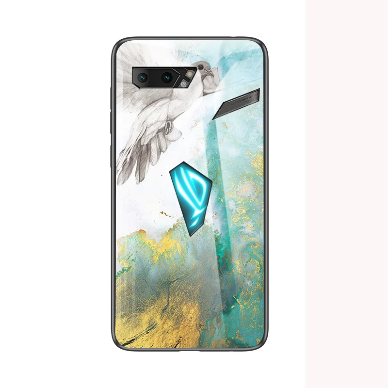 2 1 шт Стекло с мягкими краями чехол для Asus ROG Phone II мраморный узор закаленное стекло Твердый Чехол - Цвет: 2