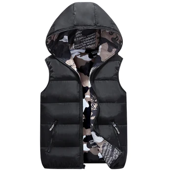 

child Vests Hooded Two Side Camouflage Warm Male Waistcoat Winter Jacket Outerwear Sleeveless Female Coat