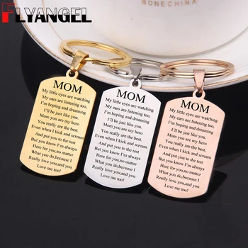 

FLYANGEL Mother's Day Jewelry Keychain Memorial Engraved Mom I'll Be Just Like You Fashion Keyring Gifts For Mother Car Key Tag