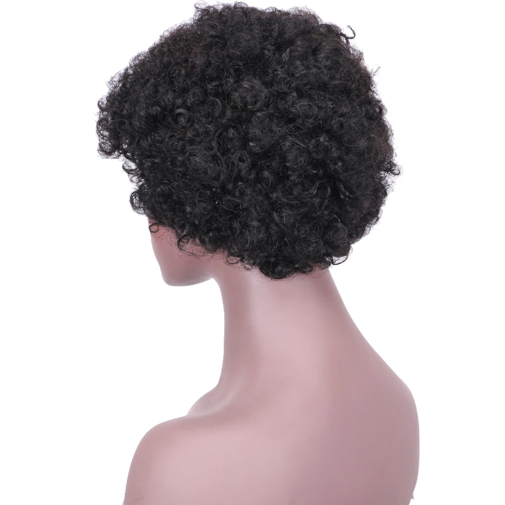 Peluca De Pelo Humano Pelucas De Pelo Corto Afro Para Mujeres Negras Rizado 12 Pulgadas Para Fiesta Baile Pelucas Cosplay Con Flequillo Aliexpress