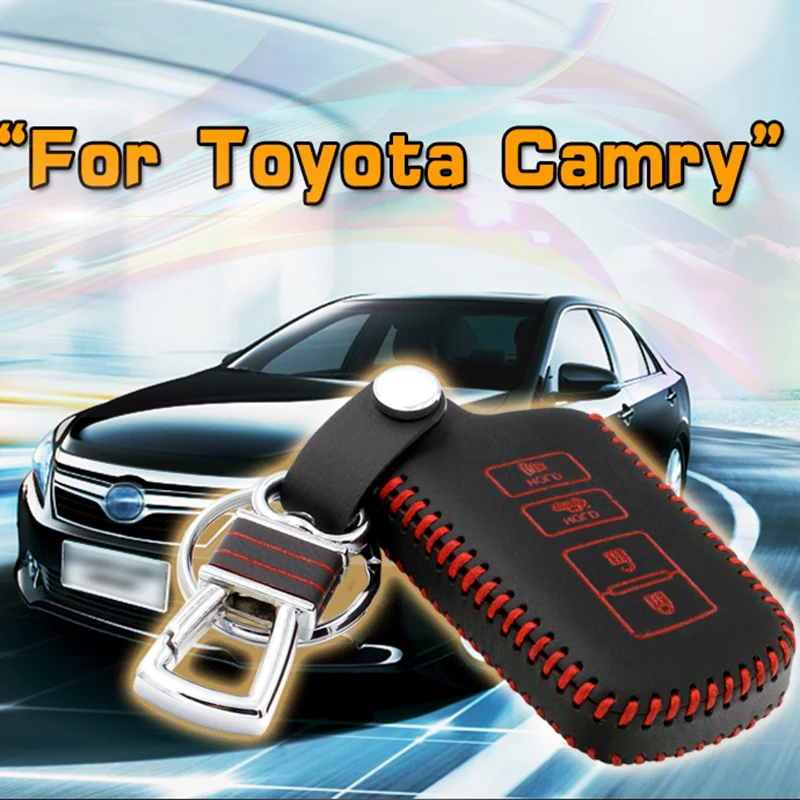 Чехол для ключей автомобиля с 4 кнопками для toyota RAV4 Avalon Camry Corolla Highlander из натуральной кожи, автомобильный брелок с дистанционным кольцом