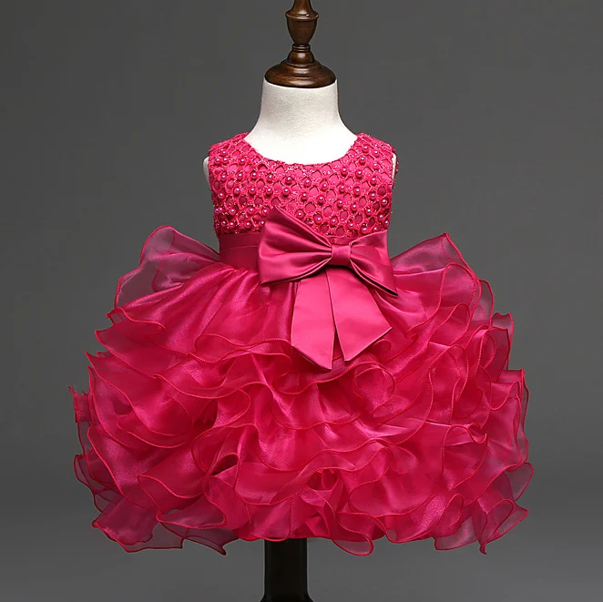 hot pink Вечерние платья розового, белого, красного, синего цвета для малышей, бальное платье для детей 12, 18, 24 месяцев, От 3 до 6 лет платья для маленьких девочек на день рождения - Цвет: hot pink