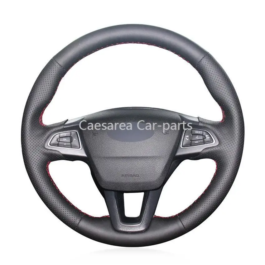 For Ford Escape 2017 car steering wheel cover black leather hand Stitch