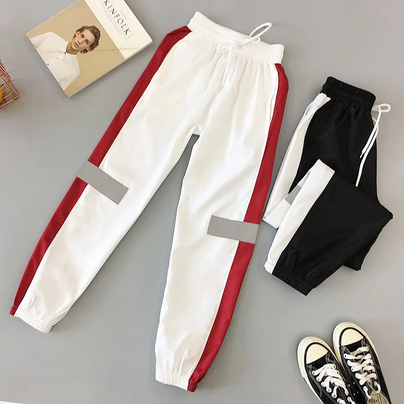 

2019 Harajuku Women Jogger Pants trousers Spring High Waist Patchwork Harem Pants Student Girls sweatpants pantalon femme G691