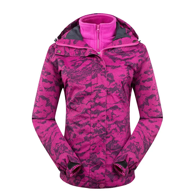 Лыжные куртки для женщин, утолщенная теплая ветрозащитная Водонепроницаемая дождевик, куртка для походов на открытом воздухе, зимняя куртка для катания на лыжах, сноуборде - Цвет: Rose red