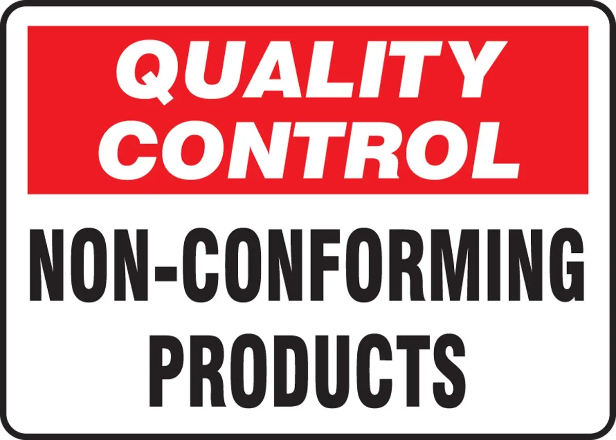 

Accuform MQTL722VA Aluminum Sign, Legend"Quality Control Non-CONFORMING Products", 7" Length x 10" Width, Red/Black on White
