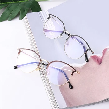 

Ears Glasses Frame Mirror Eyewear Metal New Vintage Blue Women Lady For Unisex Right It Anti Flat