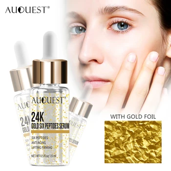 

AuQuest 24K Gold Collagen Serum Facial Essence Peptides Anti Aging Anti-Wrinkle Repair Liquid Skin Care Face Care Set 3PCS