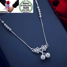 OMHXZJ,, Европейская мода, женский подарок на вечеринку, день рождения, свадьбу, цветок-колокольчик, бусины, 925 пробы, Серебряный кулон, ножной браслет JL15