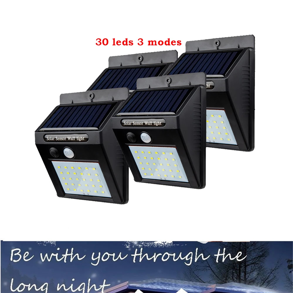 

2/4PCS 30 leds Super Bright Solar Lights Aluminium Solar Microwave Sensor Light Waterproof Security Lighting Lamp For Garden Wal
