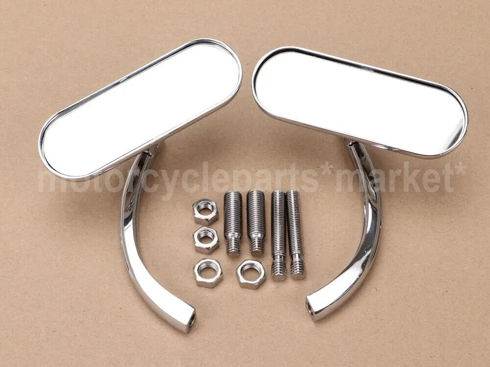 Motorcycle Mini Oval Rearview Mirror Rear View Mirror End Side Mirrors Chrome Sets for Harley Sportster Dyna Softail