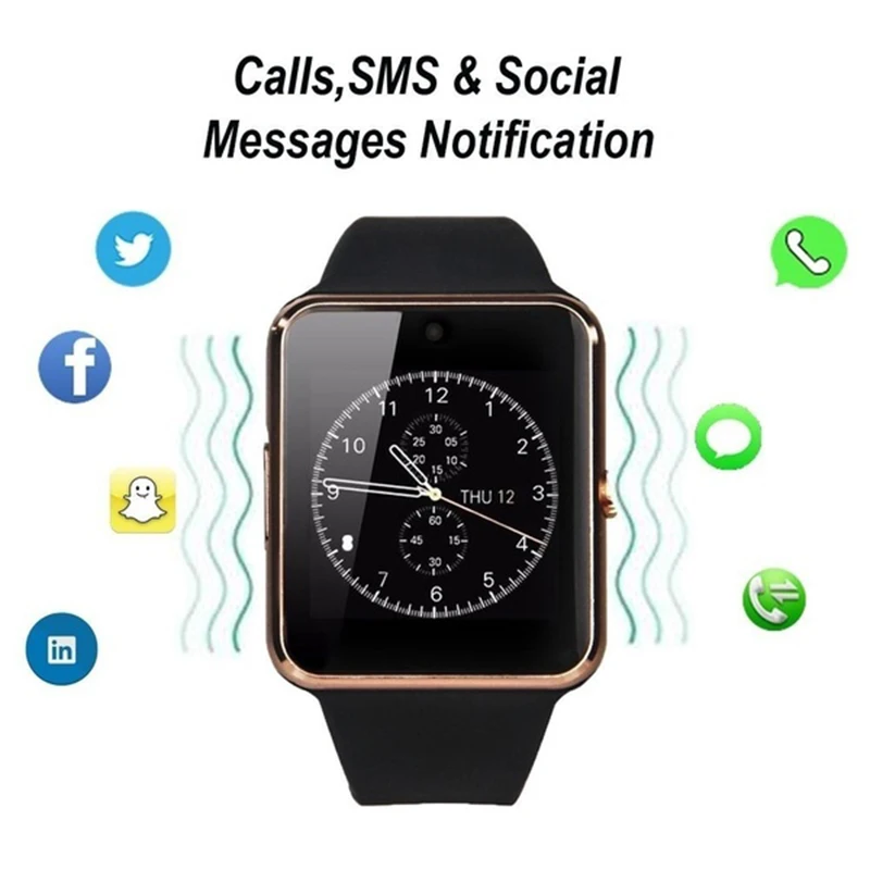 Смарт часы GT08 Plus мужские Bluetooth Android IOS фитнес с 2G GSM SIM TF картой камерой для iPhone Samsung